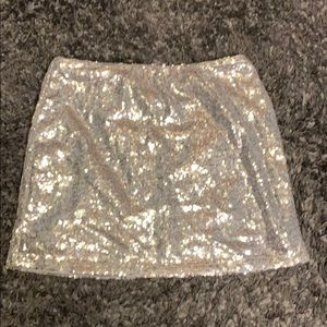 Silver sparkly mini skirt